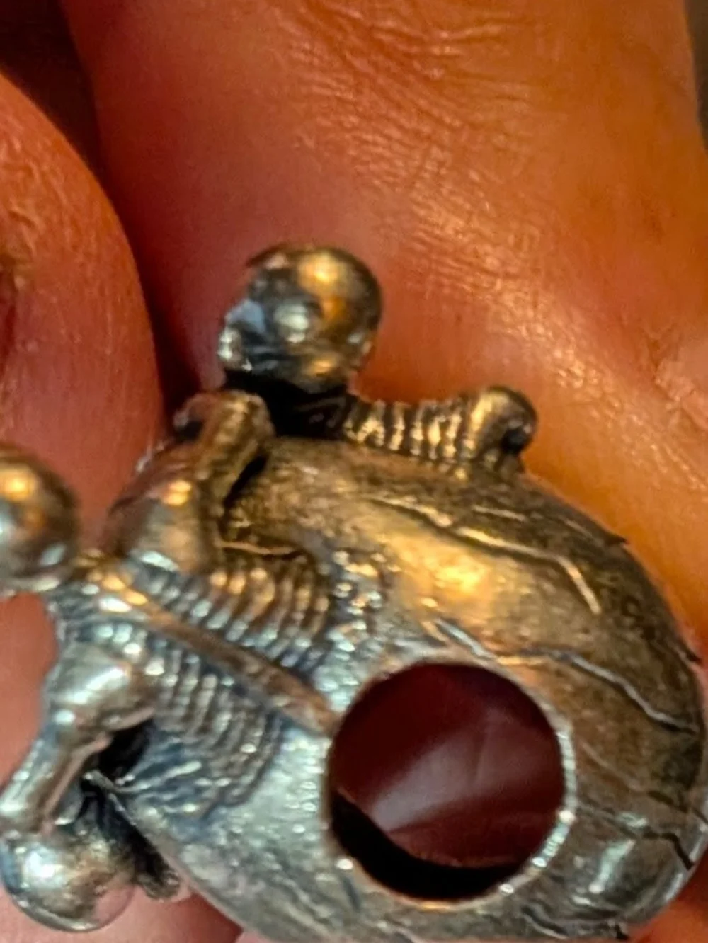 Hoodie Ornament:Silver Skull Ring with Skeleton Detail - Men's Accessory